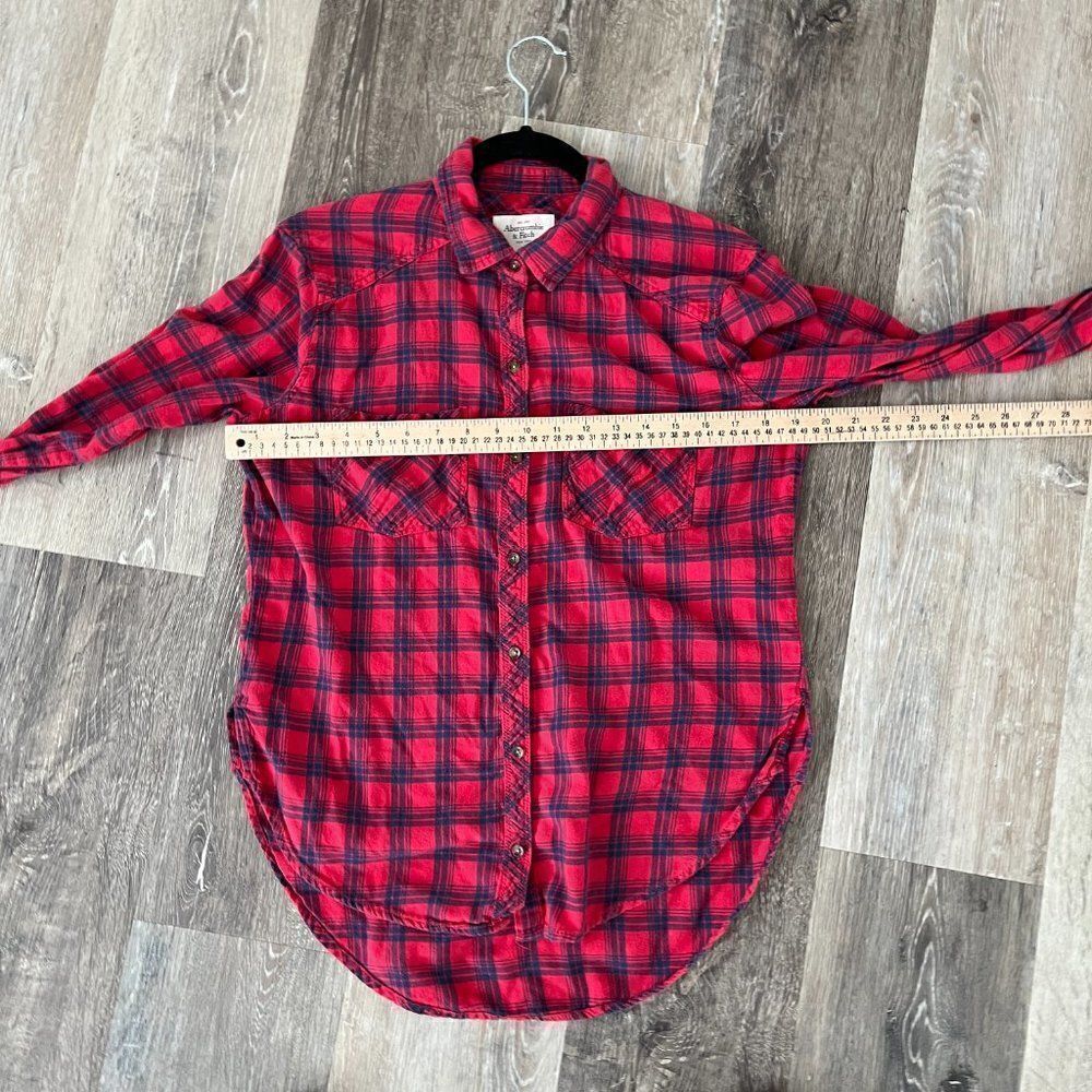 Abercrombie & Fitch Red Plaid Button Down Flannel Shirt Medium - Picture 5 of 11